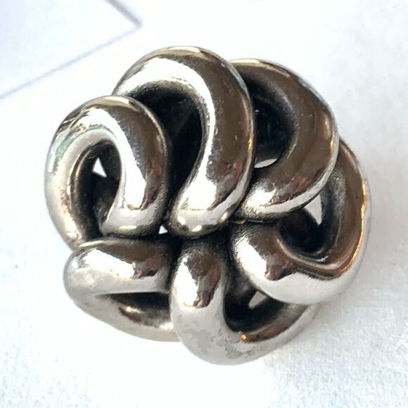 Abstract twisted silver tube earrings screw back mid century modern jetsons age - Picture 2 of 7